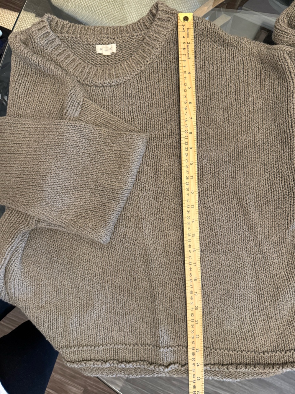 Pilcro Relaxed Crewneck Sweater in Taupe - Picture 11 of 11